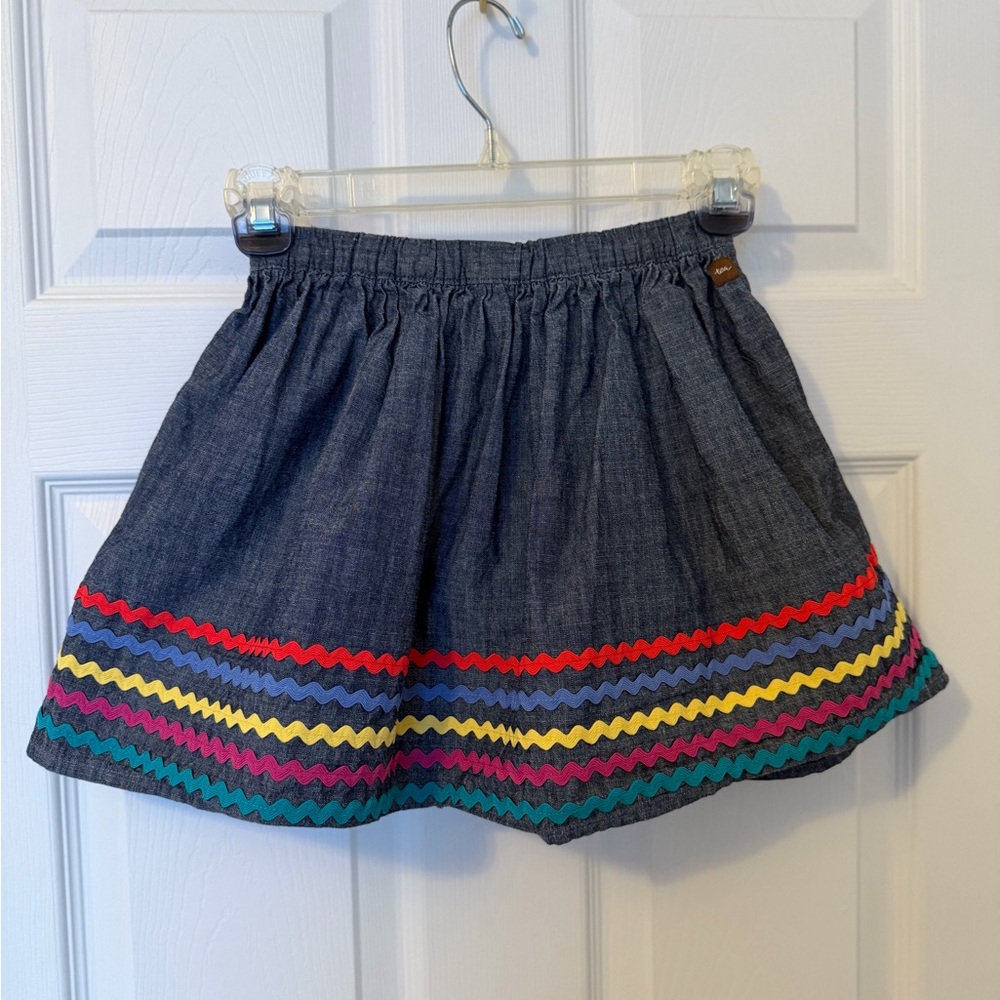 Tea Collection Denim Skirt with Chevron Stripes